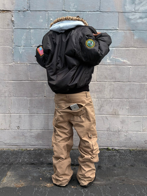 khaki twill cargos